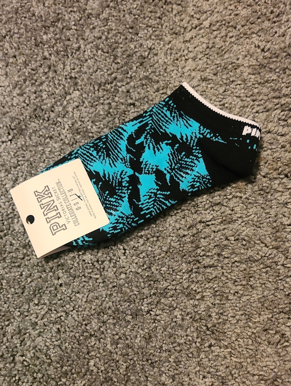 PINK Victoria's Secret Men’s Teal & Black Low-Cut Athletic Socks